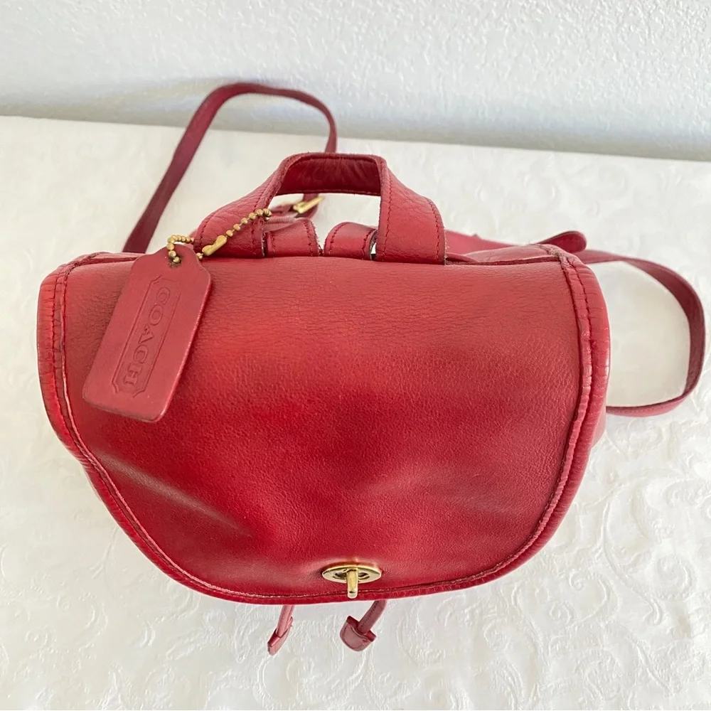 Vintage coach Leather Backpack red